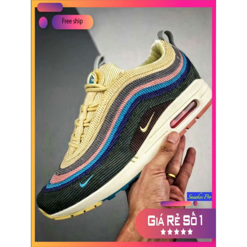 Giày thể thao sneaker  AIR MAX 97 Sean Wotherspoon bảy màu da lộn siêu đẹp cho cả nam và nữ siêu đẹp !!! . : : : : : ~