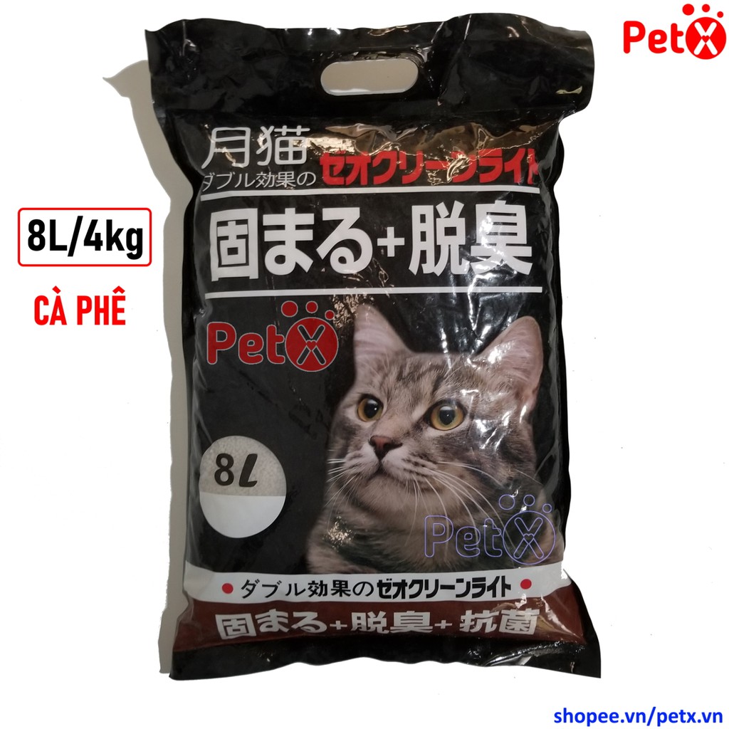 Cát vệ sinh mèo Nhật, Genki, mèo cô đơn hương cà phê, táo, hoa hồng, lavender, nhài, chanh, trà xanh 8L(4 kg)