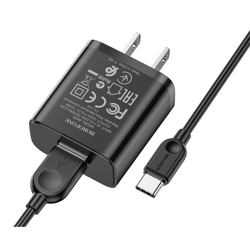 Bộ Cáp Và Dock Sạc Borofone BA52A Cổng Type C - 1 Cổng USB 2.1A chuẩn EU