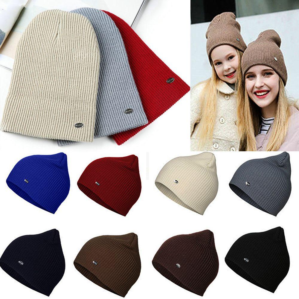 Mũ Beanie Dệt Kim Màu Trơn Dễ Thương Cho Nam Và Nữ