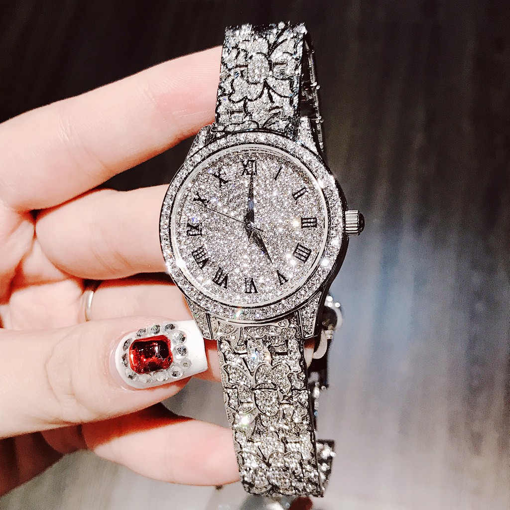 Đồng Hồ Nữ Davena Full Đá 37mm Silver Chính Hãng