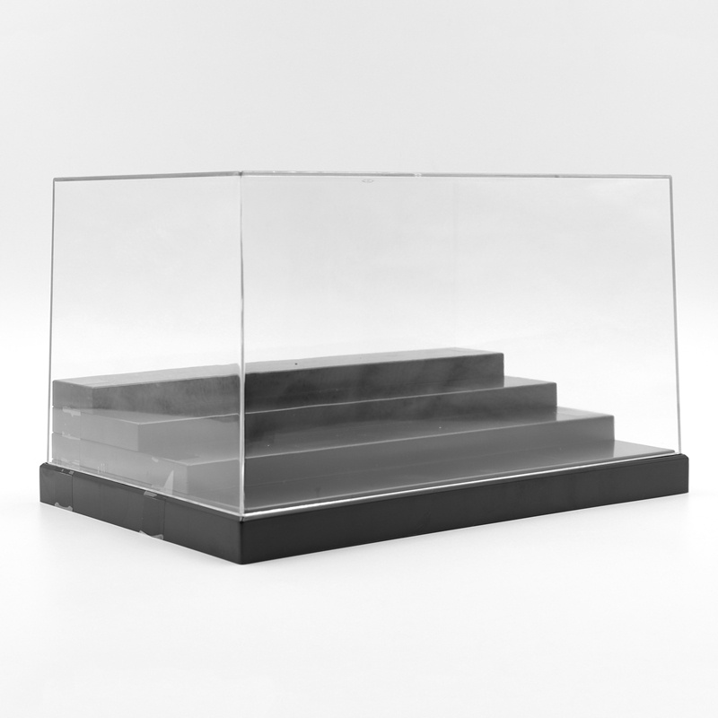 Hộp Trưng Bày Mô Hình Búp Bê Anime 4 Bước Bằng Acrylic Chống Bụi Màu Đen