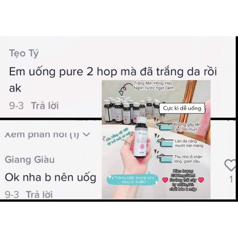 Nước uống Yến Trăng da Rosebeauty 1 hộp 8 chai