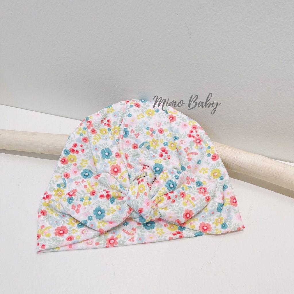 Mũ nón turban vải cotton họa tiết hoa nhí sắc màu dễ thương cho bé gái MTB169 Mimo Baby