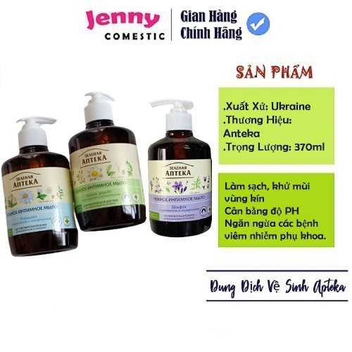 [CHÍNH HÃNG] Dung dịch vệ sinh Apteka Nga 370ml - Dạng Gel - Đủ 3 mùi