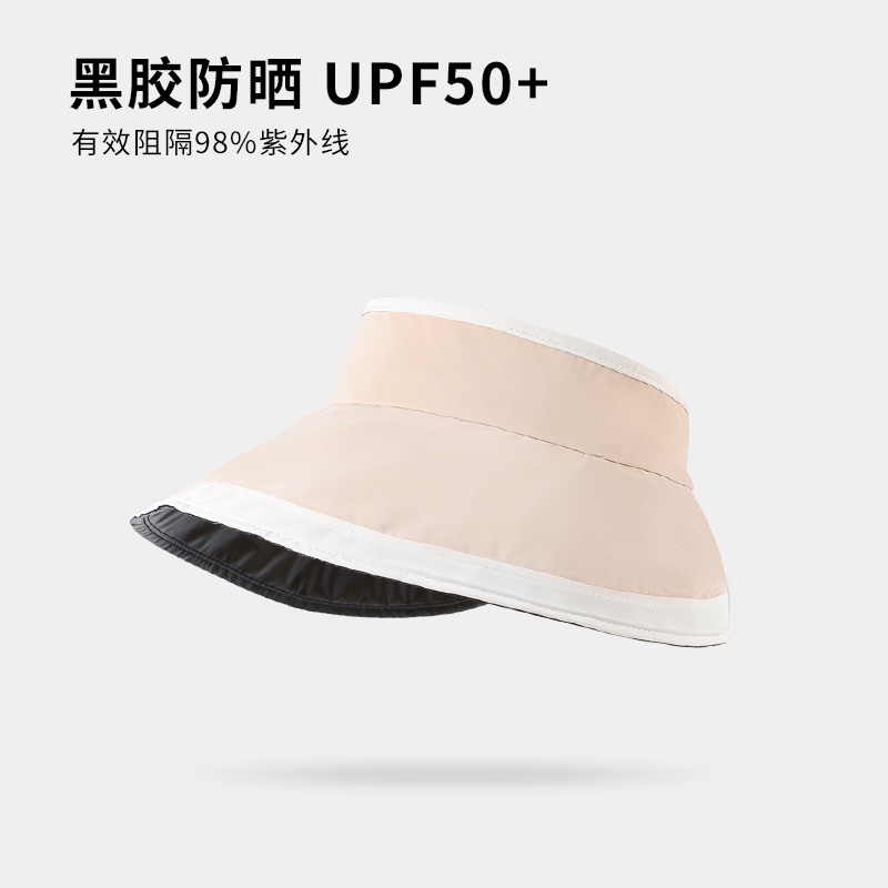 Mũ chống nắng vinyl hở đầu dùng đi biển mùa hè có keo dán màu đen bảo vệ mặt chống tia UV cho nữ