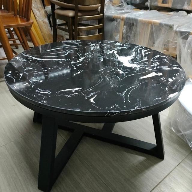 Bàn Trà Mặt Đá Tròn Chân Sắt Sơn Tĩnh Điện. Mẫu Bàn Sofa Cao Cấp Đường Kính 50, 60, 70cm Bảo Hành 1 Năm
