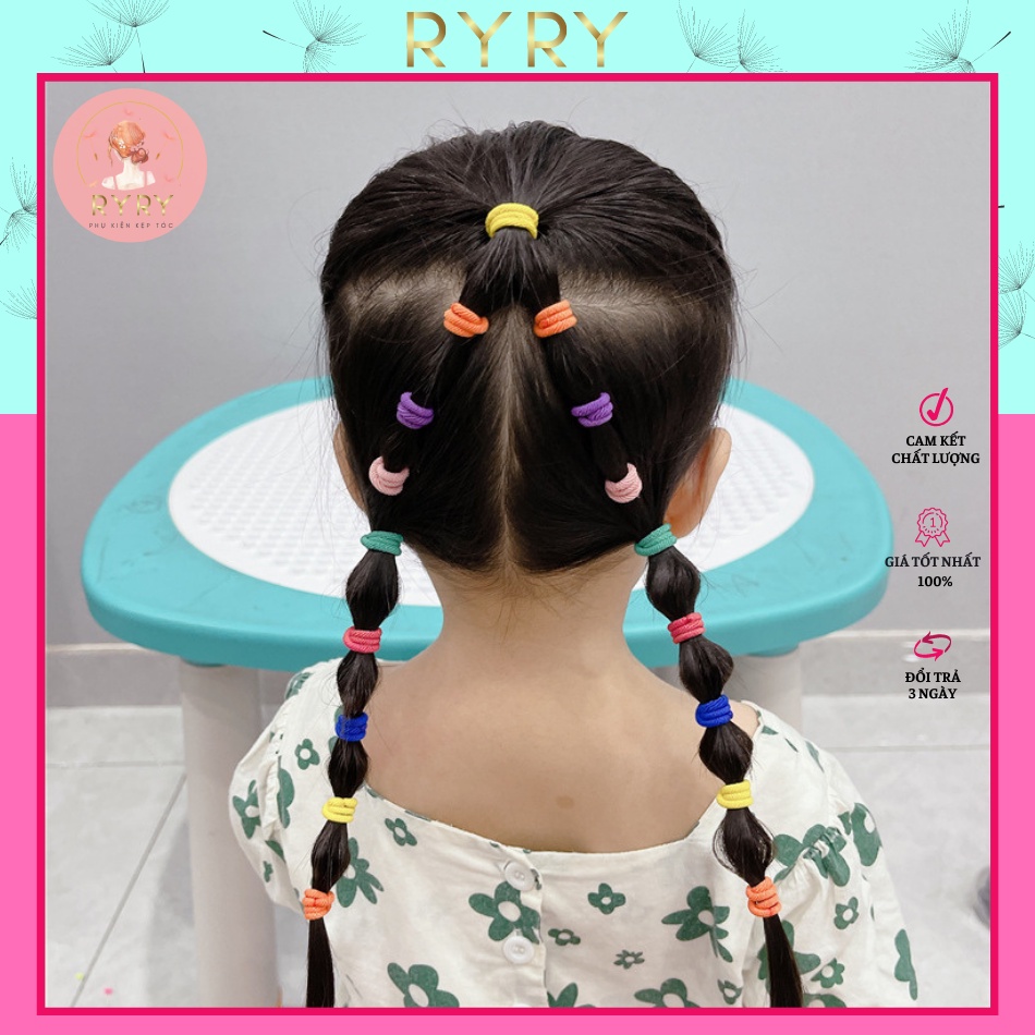 Set 60 dây buộc tóc, chun buộc tóc Hàn Quốc nhiều màu siêu xinh