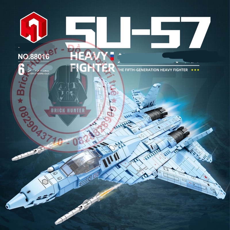 Bộ xếp hình Army Juhang 88016 mô hình lắp ráp Máy bay chiến đấu SU 57 của Nga