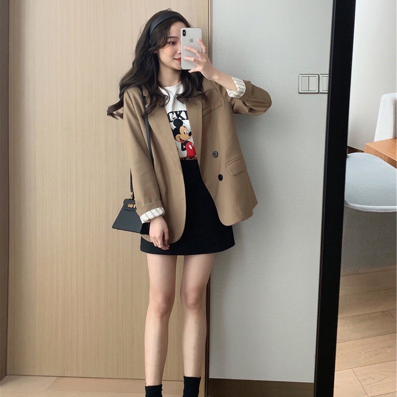 Áo Vest thu xuân kiểu hàn thời trang công sở đi chơi áo blazers hai lớp mặt trong kẻ sọc phong cách order Quảng châu