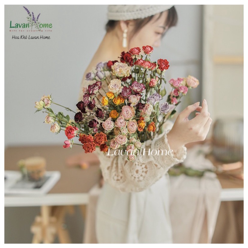 Hoa hồng sấy khô vintage-Rosie Dried Flowers trang trí phòng, tiệc retro, trang trí thiệp, nến thơm -hoa hồng size 1-3cm