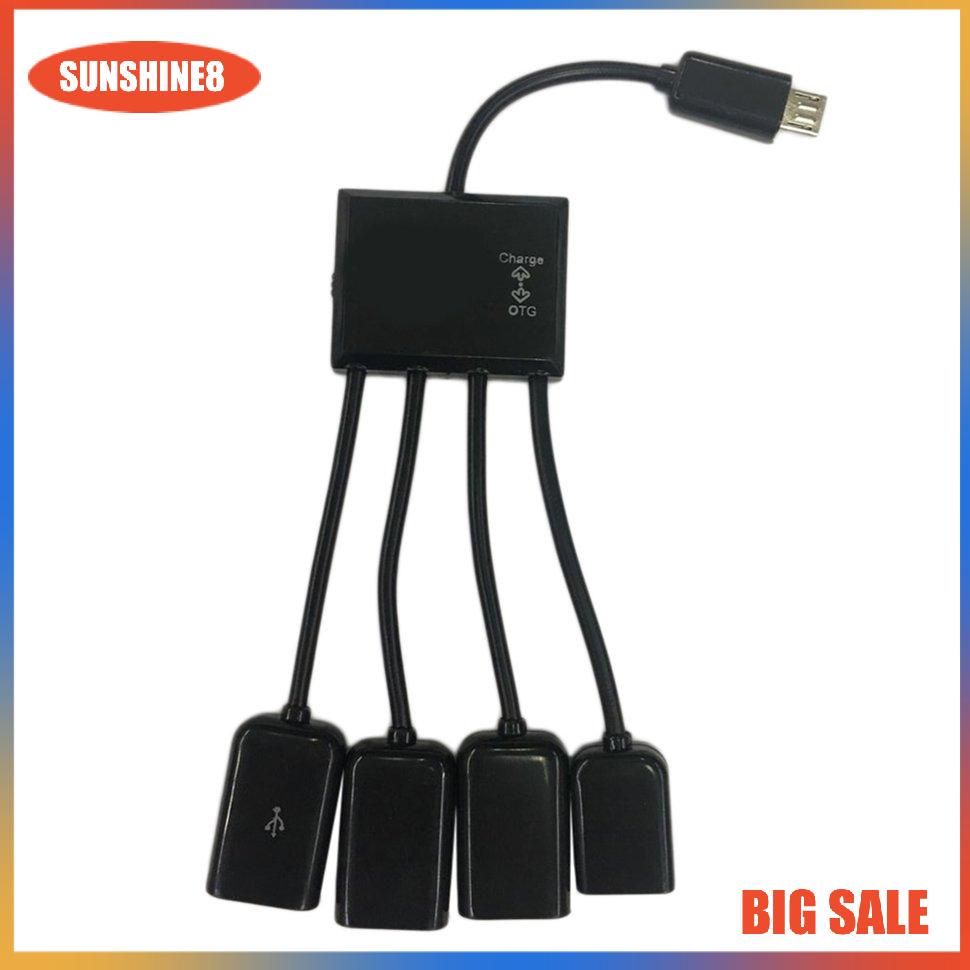 【SUN】4 in 1 Ports Micro USB Power Charging OTG HUB Cable For Smartphone Tablet