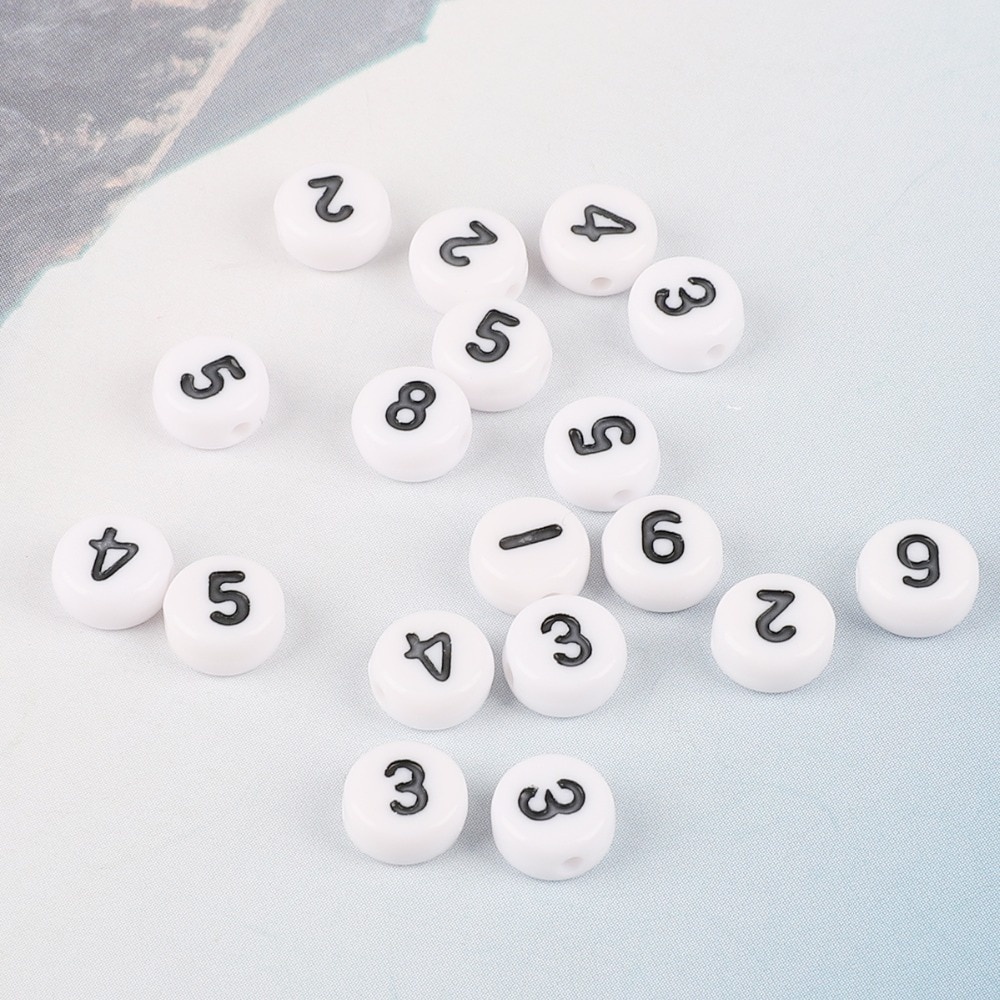 Set 100 hạt nhựa in chữ cái/ số làm vòng tay/ vòng cổ