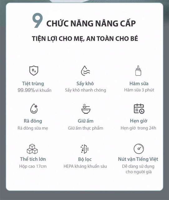 Máy hâm sữa, tiệt trùng, sấy khô DDO chính hãng bảo hành 1 năm