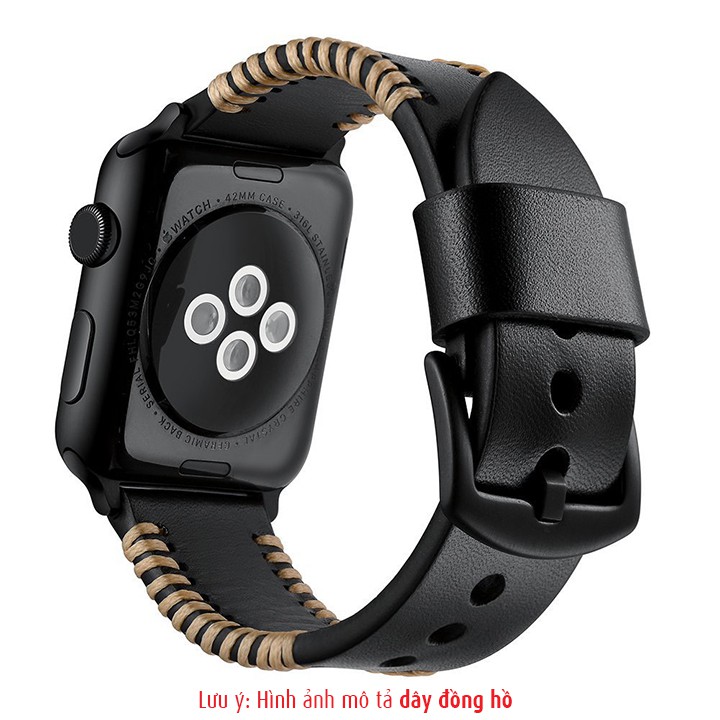 Dây đồng hồ da bò handmade cá tính cho đồng hồ applewatch size 42 - Mã số: D1905