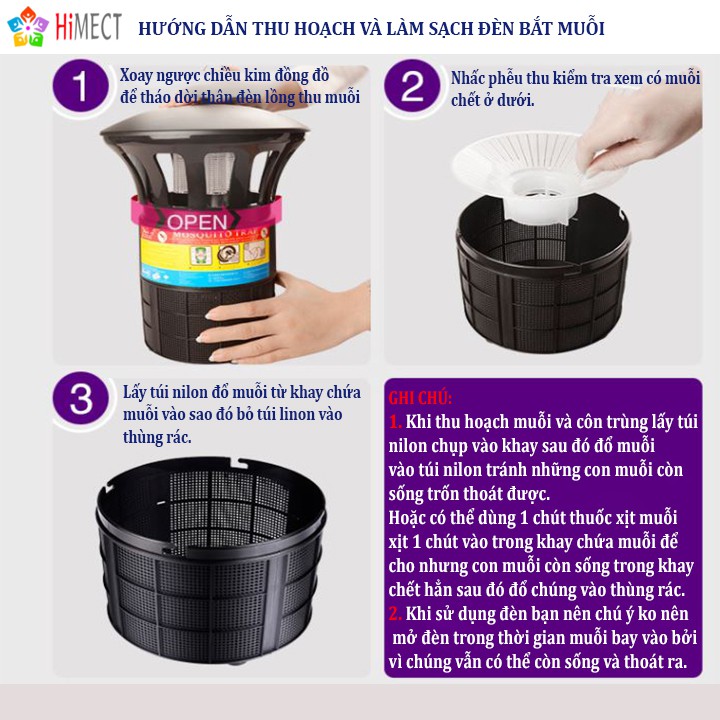 Đèn Bắt Muỗi Côn Trùng Thông Minh Thu Hút Diệt Đuổi Côn Trùng Hiệu Quả An Toàn Không Độc Hại ML138  HiMECT