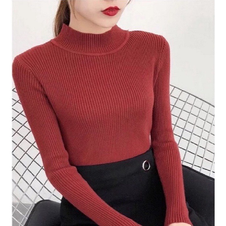 Áo len nữ cổ lọ 3 phân chất len tăm co dãn mềm mịn | BigBuy360 - bigbuy360.vn