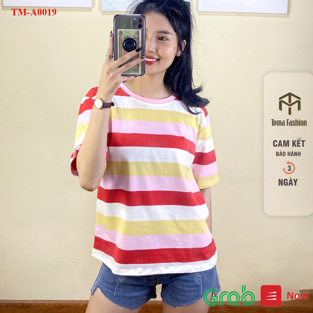 Áo phông nữ TEMA - Áo thun nữ kẻ ngang siêu xinh nhiều màu cổ tròn chất cotton siêu mát | BigBuy360 - bigbuy360.vn