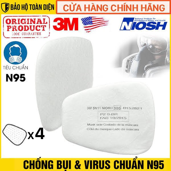 [HÀNG CHÍNH HÃNG] Cặp tấm lọc bụi mịn, khói và hơi hữu cơ 3M chính hãng 3M 5N11 dùng với mặt nạ loại 2 phin lọc 3M 6200