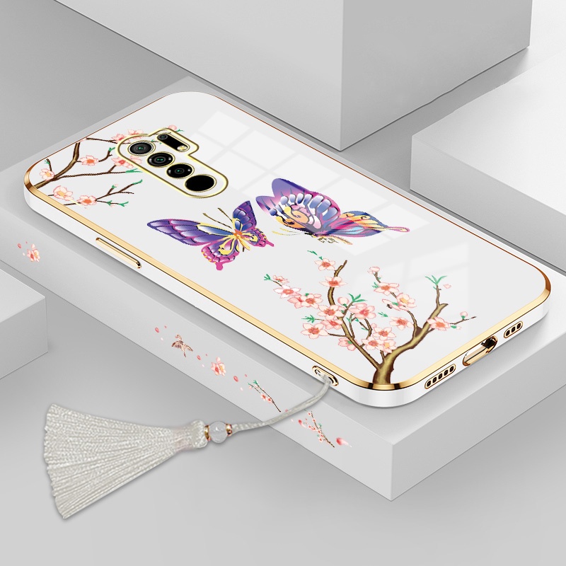 ốp lưng Redmi note 8 pro Ốp Điện Thoại Silicon Họa Tiết Bươm Bướm Kèm Dây Đeo Cho Redmi note 8 pro