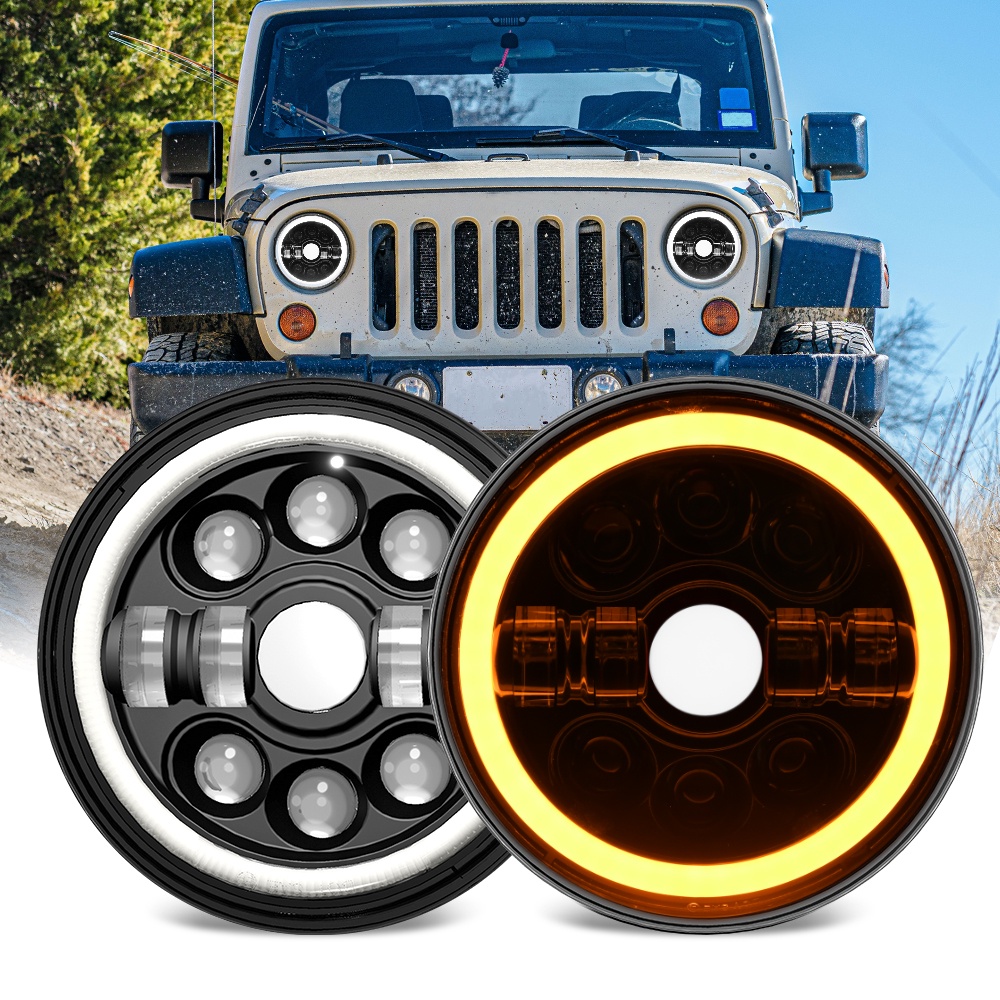 Đèn Pha LED H4-H13 7 Inch Cho Xe Mô Tô Harley-Davidson Yamaha Jeep Wrangler CJ Hummer H1 H2