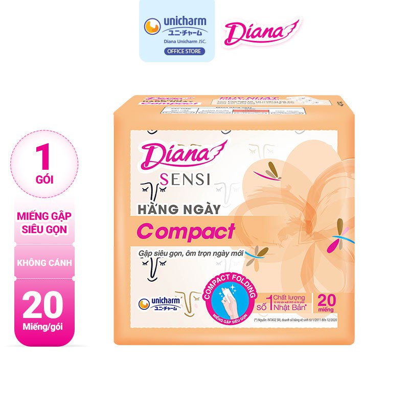 Bộ 6 băng vệ sinh diana hàng ngày sensi compact gói 20 miếng - ảnh sản phẩm 2