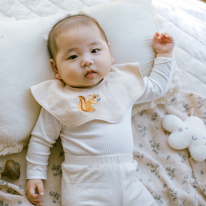 Yếm Ăn cotton Có Thể Xoay 360 Độ Phong Cách Hàn Quốc Dành Cho Bé