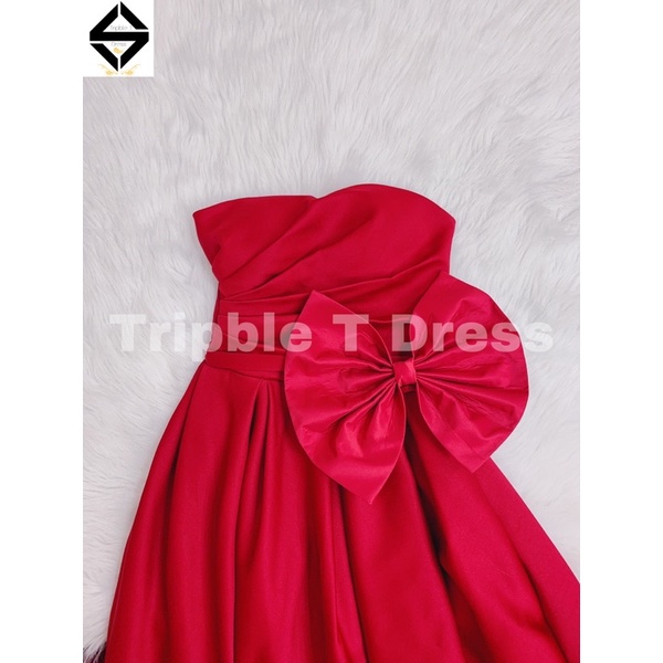 Đầm maxi cúp mặc cưới đi bàn TRIPBLE T DRESS xếp ly nơ eo - size S/M/L - MS193Y
