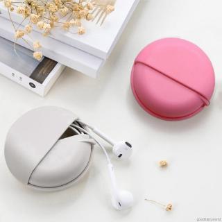 Household Round Slide Push-pull Type Headphone Data Cable Storage Bag For Outdoor Travel