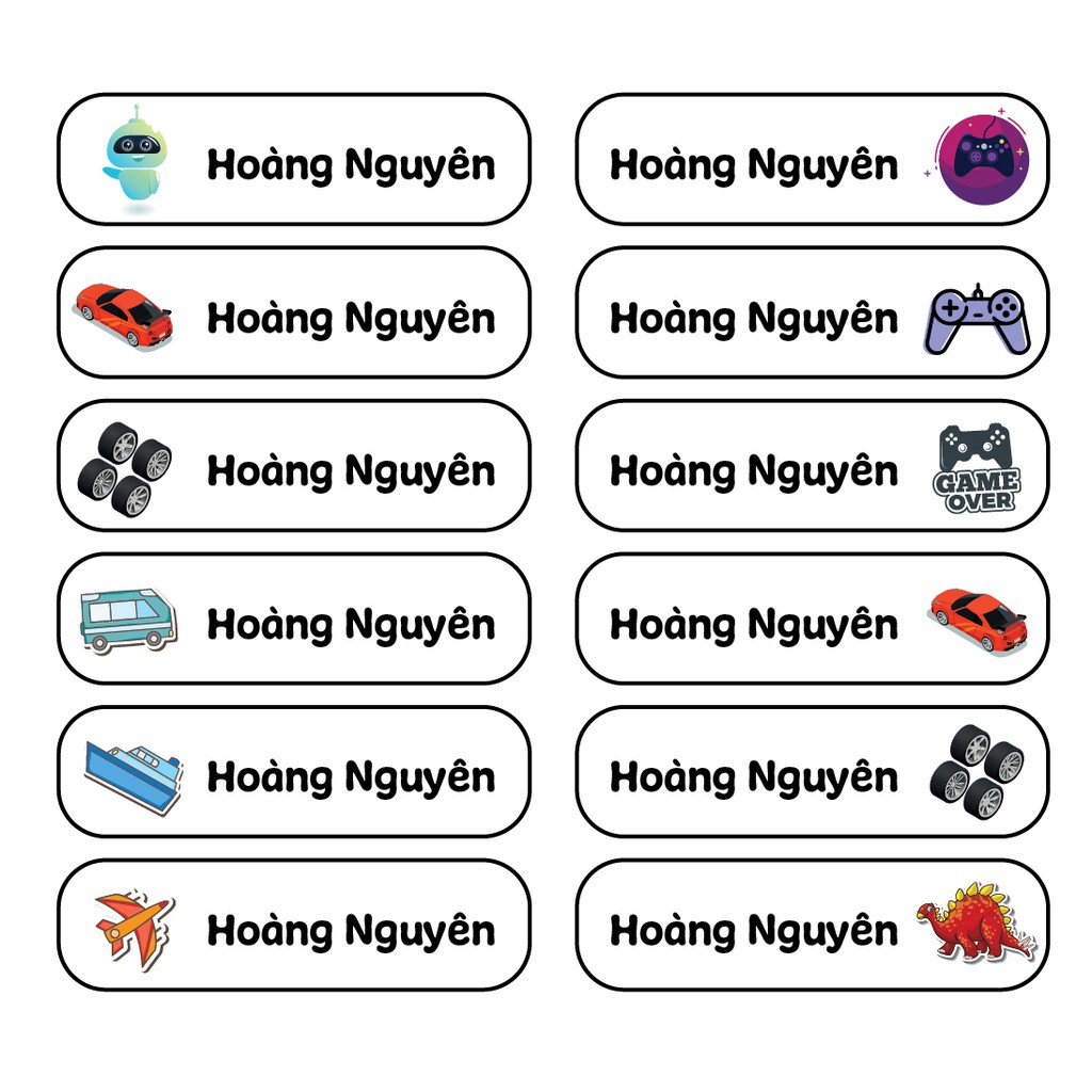 108c tem sticker  in tên bé dán đồ dùng học tập  Siêu dễ thương