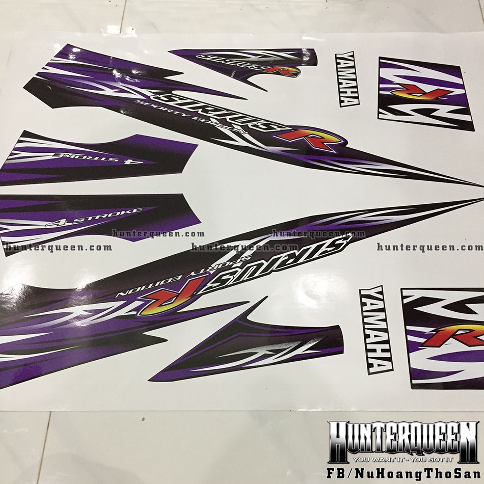 Tem rời Sirius - Tem R, đen tím - Thiết kế theo yêu cầu, chỉnh sửa theo ý. Sắc nét, bền màu