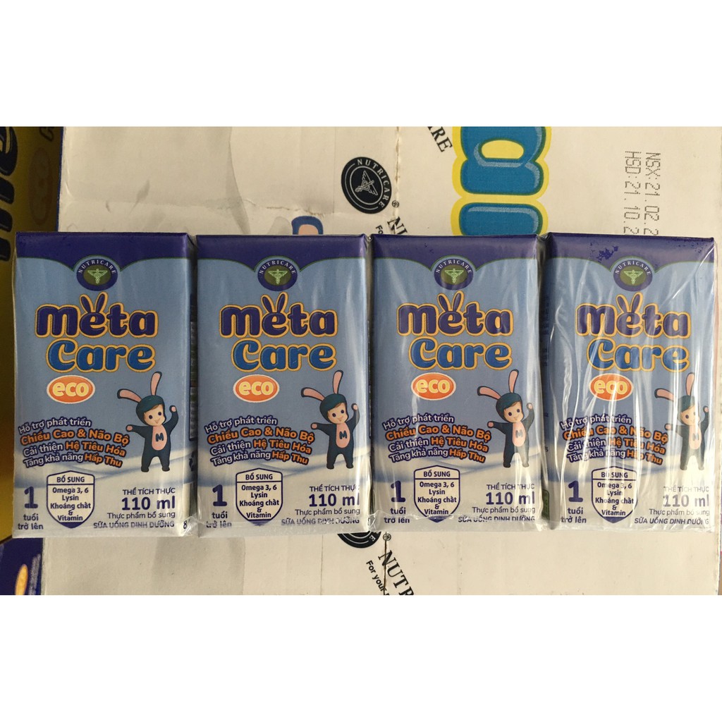 Lốc Sữa Bột Pha Sẵn Metacare Eco 110ml (110ml x 4 hộp)