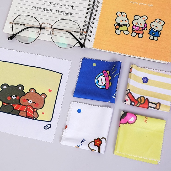 <Video Review> Khăn Lau Mắt Kính Lau Điện Thoại Đa Năng Hình Gấu Hoạt Hình Dễ Thương Phong Cách Hàn Quốc Chùi Khô D021