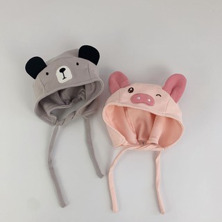 Mũ cotton hình thú có dây buộc cho trẻ sơ sinh (MHT02)