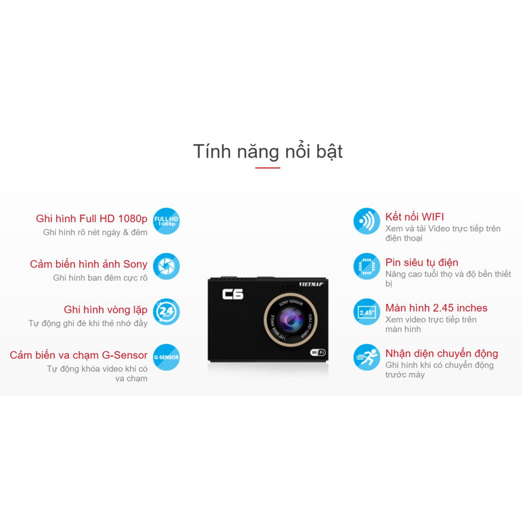 VietMap C6 - Camera Hành Trình Ô tô Có WiFi + Thẻ 32GB - HÀNG CHÍNH HÃNG | BigBuy360 - bigbuy360.vn