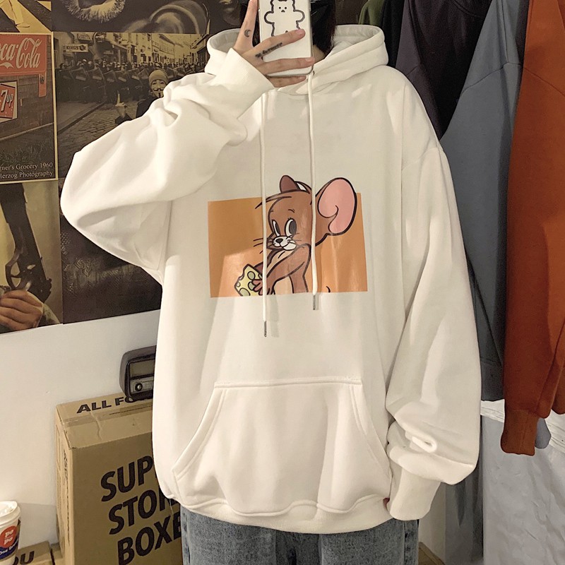 Áo Hoodie Nữ unisex Haley Tom & Jerry phong cách Hàn Quốc cá tính, Chất nỉ bông đẹp HD50 | BigBuy360 - bigbuy360.vn