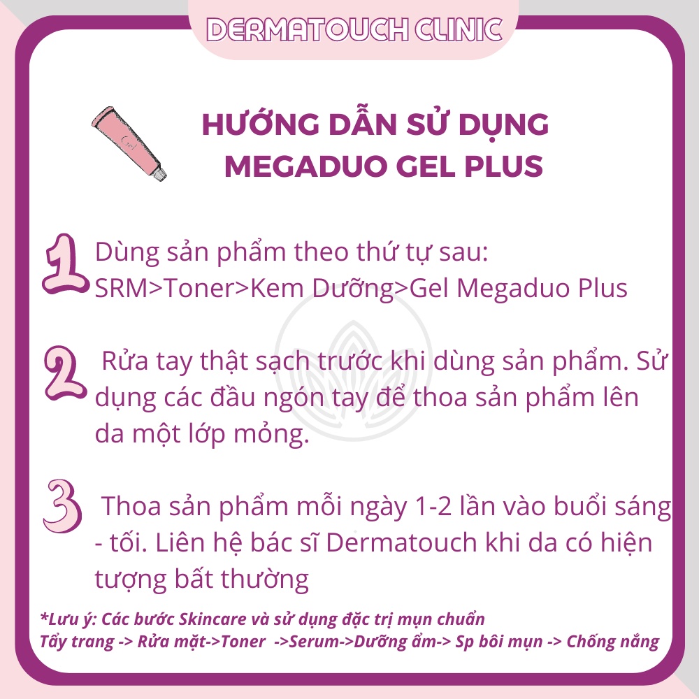 Gel bôi mụn Megaduo Plus chăm sóc da mụn đầu đen, mờ thâm, ngừa lão hóa, căng bóng da (15g)