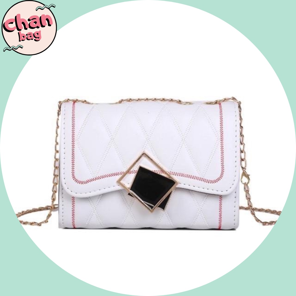 Túi Xách Đeo Vai Khóa Vuông Phối Viền Hàn Quốc Siêu Sang, Túi Xách Nữ Đeo Chéo Dây Xích Mẫu Mới Nhất -CB045