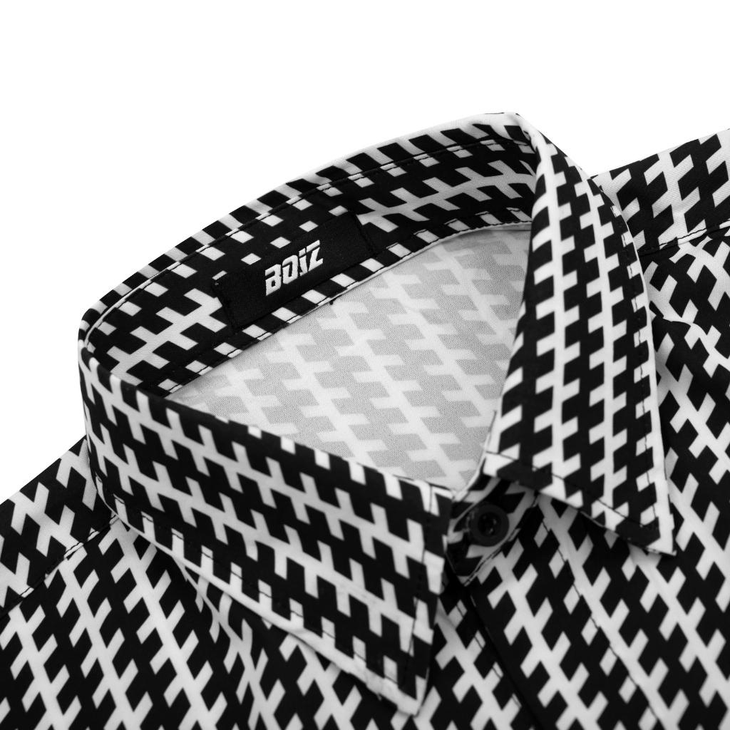 Áo sơ mi nam hoạ tiết SILVER GREY BOIZ vải lụa form rộng unisex