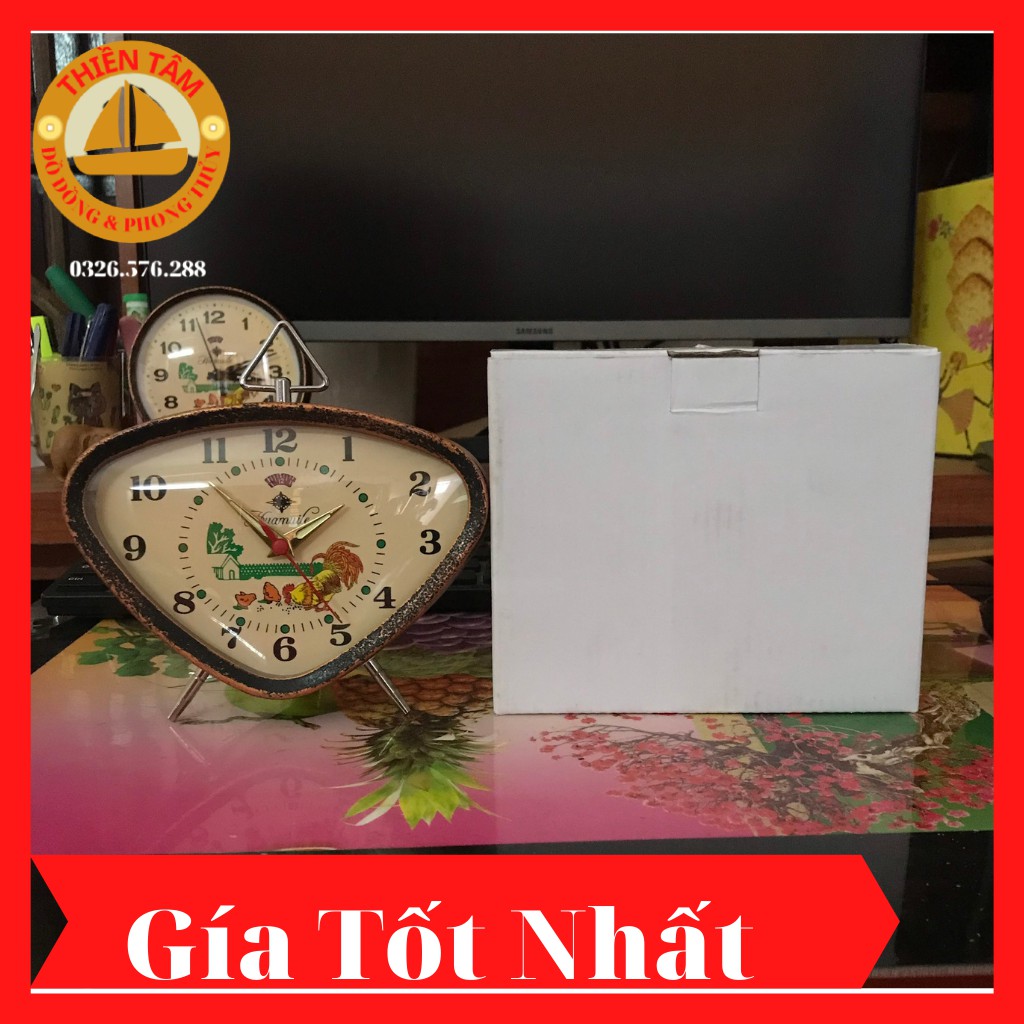 Đồng hồ con gà trống hình tam giác [hàng hiếm gà trống mổ thóc) máy đồng siêu bền