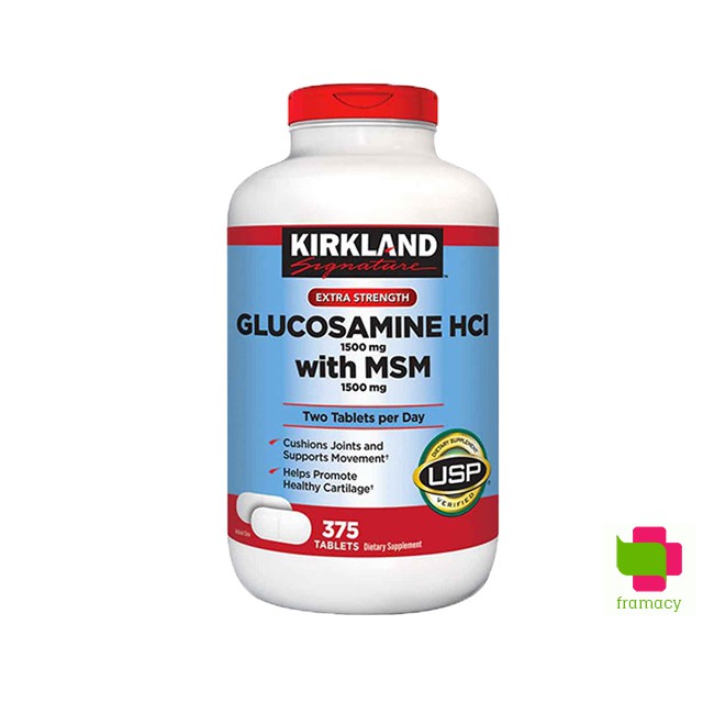Viên uống xương khớp Kirkland Glucosamine HCl with MSM 1500mg, USA (375v) cho người từ 18 tuổi