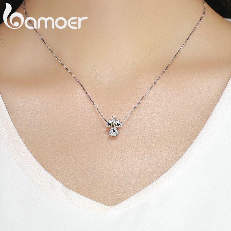 Mặt xỏ BAMOER PA5357 kiểu dáng thiên thần hộ mệnh làm vòng đeo tay dây chuyền thời trang dành cho nữ