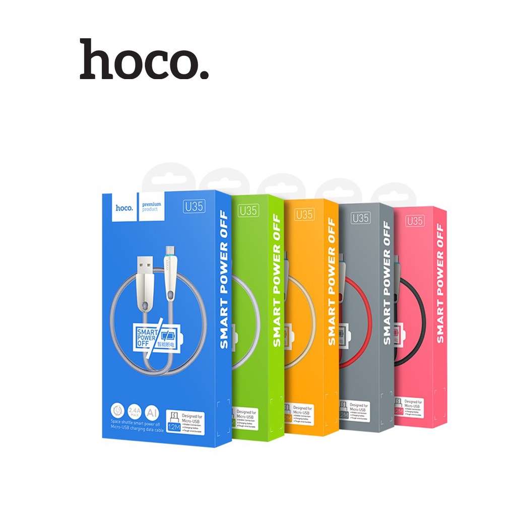 Cáp sạc tự ngắt 2.4A Hoco U35 Micro dây dù cao cấp cho Android dài 1.2M ( Đỏ)