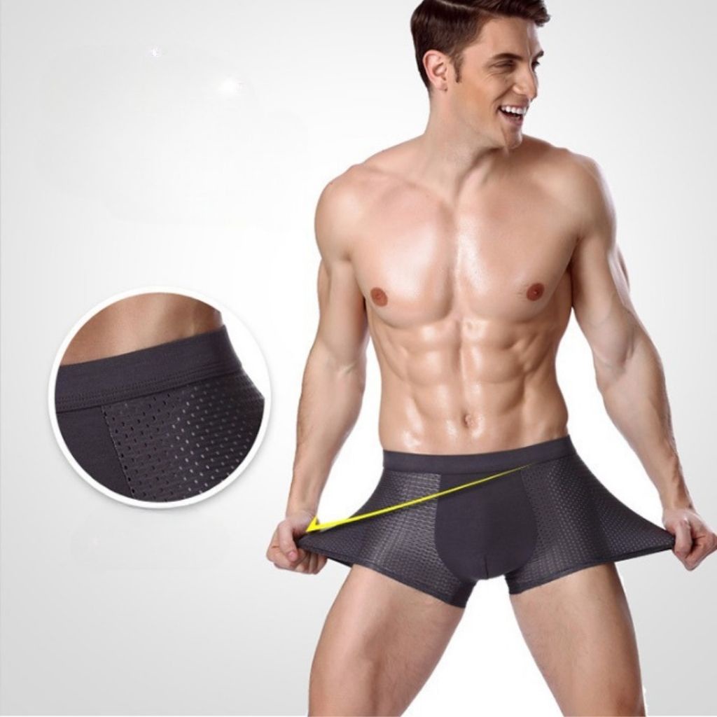Quần lót nam boxer lưới lỗ thông hơi, Quần sịp đùi nam thun lạnh mềm mại thoáng mát JOCOSI NB79