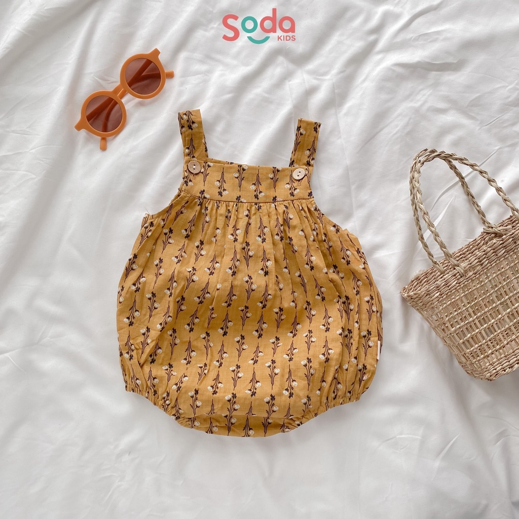 Yếm bé gái SODA KIDS thiết kế cài cúc gỗ, chất liệu xô Hàn vintage mềm và mát