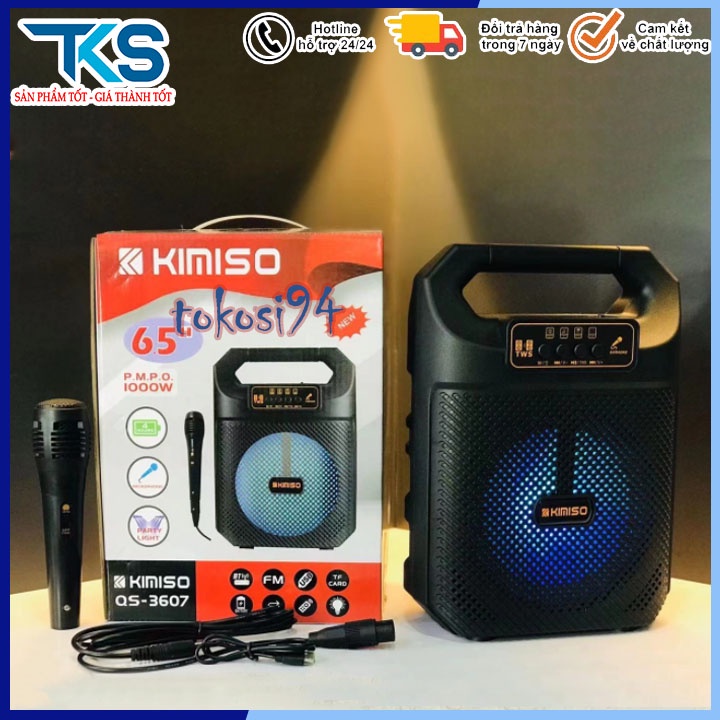 [tặng mic hát]Loa bluetooth Karaoke KIMISO QS3607 thiết kế đẹp mắt, âm thanh đỉnh cao - Bảo hành lỗi 1 đổi 1