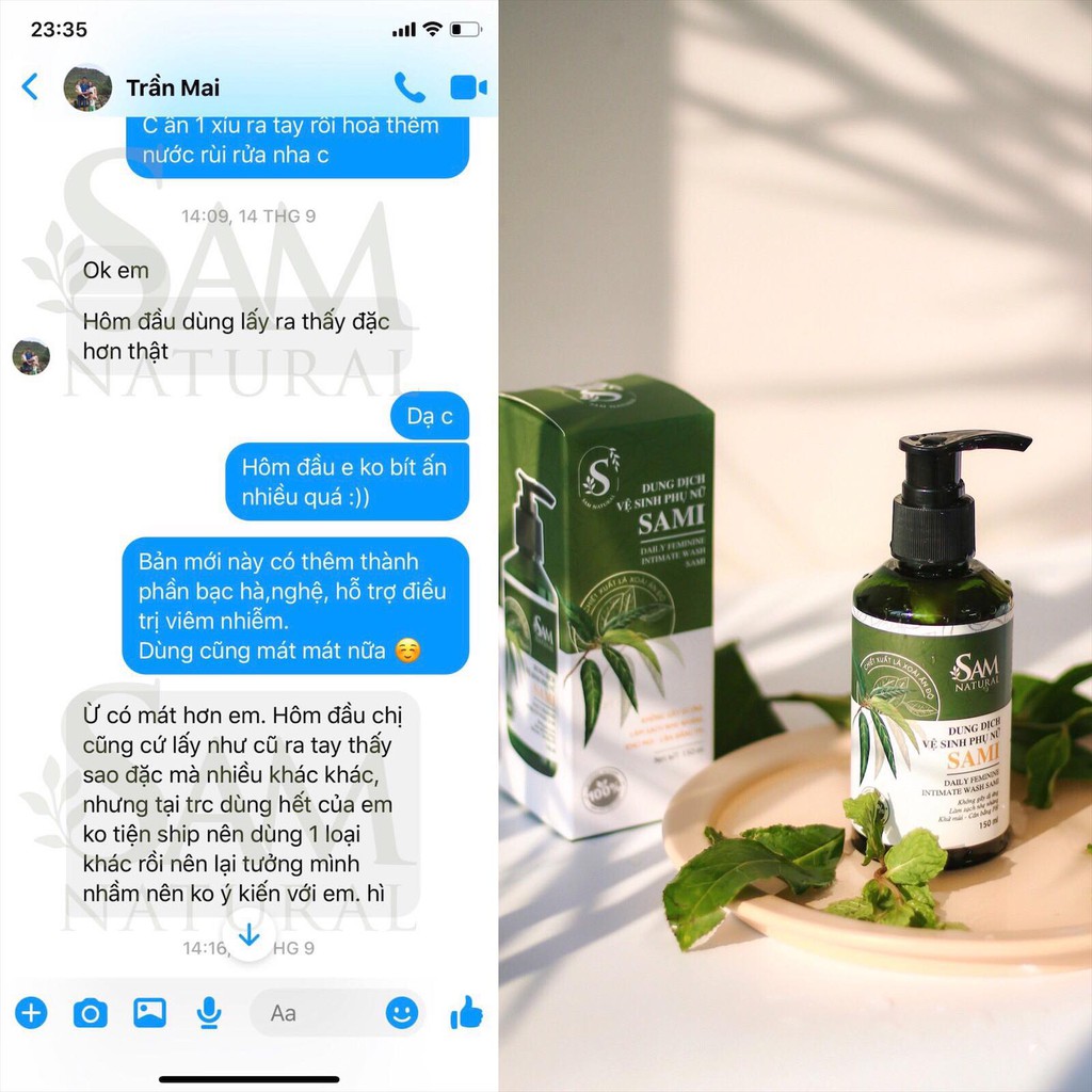 Dung Dịch Vệ Sinh Phụ Nữ Sami Chiết Xuất Lá Xoài Ấn Độ 150ML, dung dịch vệ sinh làm hồng mịn se khít vùng kín