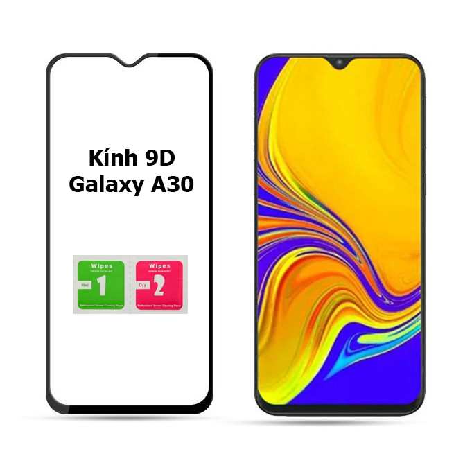 Bộ ốp lưng chống sốc kim tuyến và kính cường lực 9D Galaxy A30
