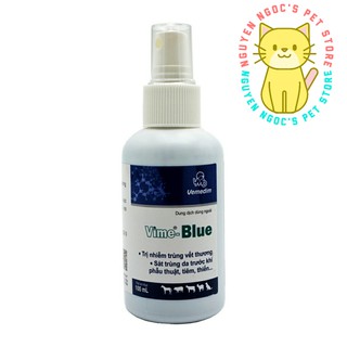 Dung dịch xịt sát trùng vết thương, vết mổ cho CHÓ MÈO VEMEDIM VIME-BLUE chai 100ml