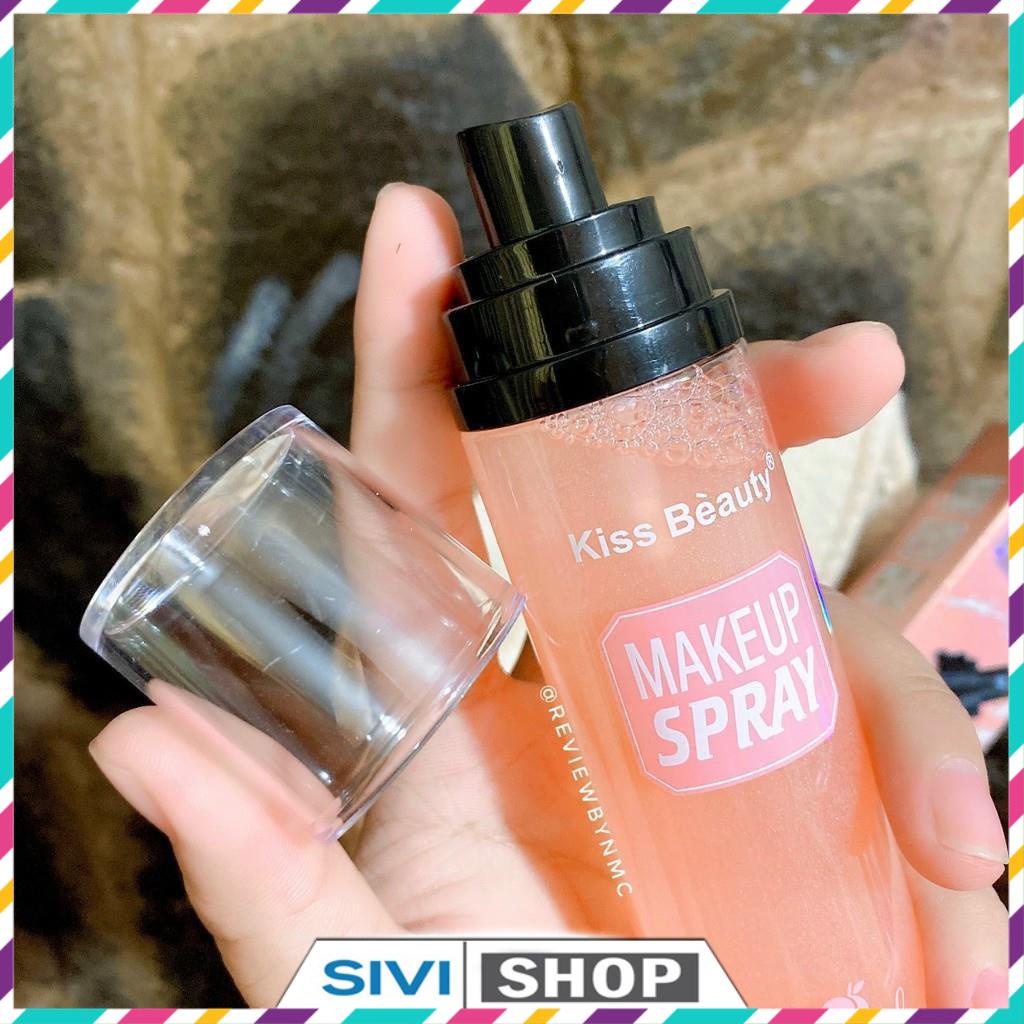 Xịt khóa nền Kiss Beauty hương Đào 110ml giữ lớp trang điểm cố định lâu trôi